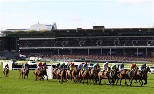 CHELTENHAM, ENGLAND - MARCH 14: Runners make their way around the course during the Ultima Handicap Chase during day one of the Cheltenham Festival 2023 at Cheltenham Racecourse on March 14, 2023 in Cheltenham, England. (Photo by Michael Steele/Getty Images)