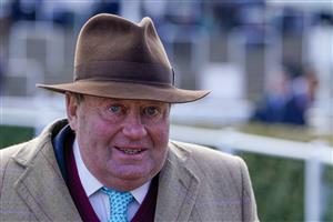 CHELTENHAM, ENGLAND - MARCH 14: Nicky Henderson arrives during day one of the Cheltenham Festival 2023 at Cheltenham Racecourse on March 14, 2023 in Cheltenham, England. (Photo by Alan Crowhurst/Getty Images)