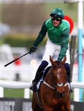 CHELTENHAM, ENGLAND - MARCH 14: Paul Townend celebrates on board El Fabiolo after winning the Sporting Life Arkle Challenge Trophy Novices' Chase during day one of the Cheltenham Festival 2023 at Cheltenham Racecourse on March 14, 2023 in Cheltenham, England. (Photo by Michael Steele/Getty Images)