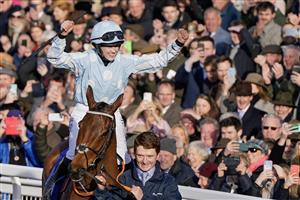 CHELTENHAM, ENGLAND - MARCH 14: Rachael Blackmore returns after riding Honeysuckle to win The Close Brothers Mares' Hurdle during day one of the Cheltenham Festival 2023 at Cheltenham Racecourse on March 14, 2023 in Cheltenham, England. (Photo by Alan Crowhurst/Getty Images)