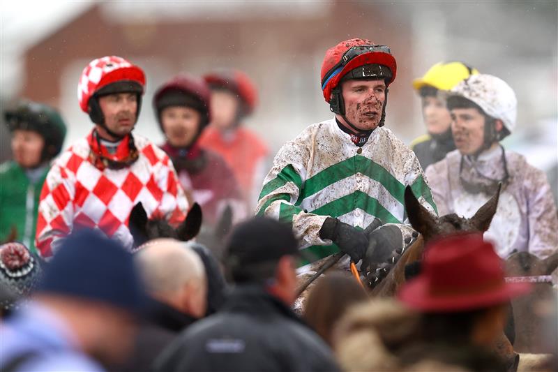 CHELTENHAM, ENGLAND - MARCH 15: Corey McGivern riding Grand Roi looks on following the Coral Cup Hurdle during day two of the Cheltenham Festival 2023 at Cheltenham Racecourse on March 15, 2023 in Cheltenham, England. (Photo by Michael Steele/Getty Images)