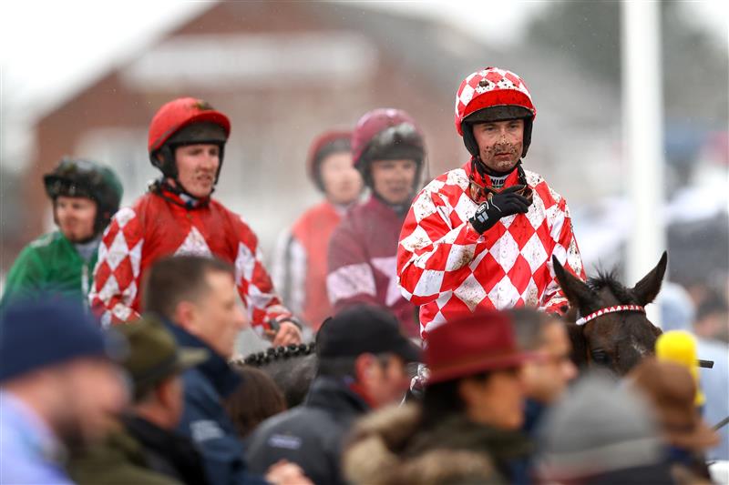 CHELTENHAM, ENGLAND - MARCH 15: Nico de Boinville riding Bold Endeavour looks on following the Coral Cup Hurdle during day two of the Cheltenham Festival 2023 at Cheltenham Racecourse on March 15, 2023 in Cheltenham, England. (Photo by Michael Steele/Getty Images)