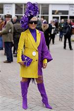 CHELTENHAM, ENGLAND - MARCH 15: Fashion during day two of the Cheltenham Festival 2023 at Cheltenham Racecourse on March 15, 2023 in Cheltenham, England. (Photo by Alan Crowhurst/Getty Images)