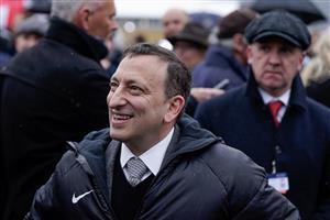 CHELTENHAM, ENGLAND - MARCH 15: A delighted Tony Bloom, the owner of Energumene after winning The Betway Queen Mother Champion Chase during day two of the Cheltenham Festival 2023 at Cheltenham Racecourse on March 15, 2023 in Cheltenham, England. (Photo by Alan Crowhurst/Getty Images)