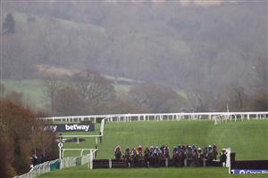CHELTENHAM, ENGLAND - MARCH 15: Runners and riders during the Coral Cup Hurdle during day two of the Cheltenham Festival 2023 at Cheltenham Racecourse on March 15, 2023 in Cheltenham, England. (Photo by Michael Steele/Getty Images)