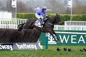 CHELTENHAM, ENGLAND - MARCH 15: Paul Townend riding Energumene clear the last to win The Betway Queen Mother Champion Chase during day two of the Cheltenham Festival 2023 at Cheltenham Racecourse on March 15, 2023 in Cheltenham, England. (Photo by Alan Crowhurst/Getty Images)