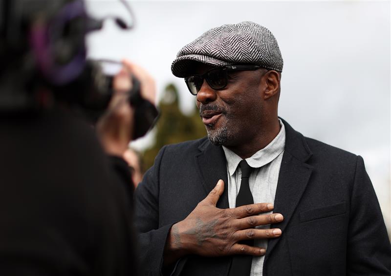CHELTENHAM, ENGLAND - MARCH 17: Actor Idris Elba arrives ahead of day four of the Cheltenham Festival 2023 at Cheltenham Racecourse on March 17, 2023 in Cheltenham, England. (Photo by Ryan Pierse/Getty Images)