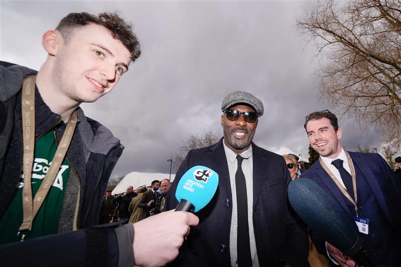 CHELTENHAM, ENGLAND - MARCH 17: Actor Idris Elba arrives at the course during day four of the Cheltenham Festival 2023 at Cheltenham Racecourse on March 17, 2023 in Cheltenham, England. (Photo by Alan Crowhurst/Getty Images)
