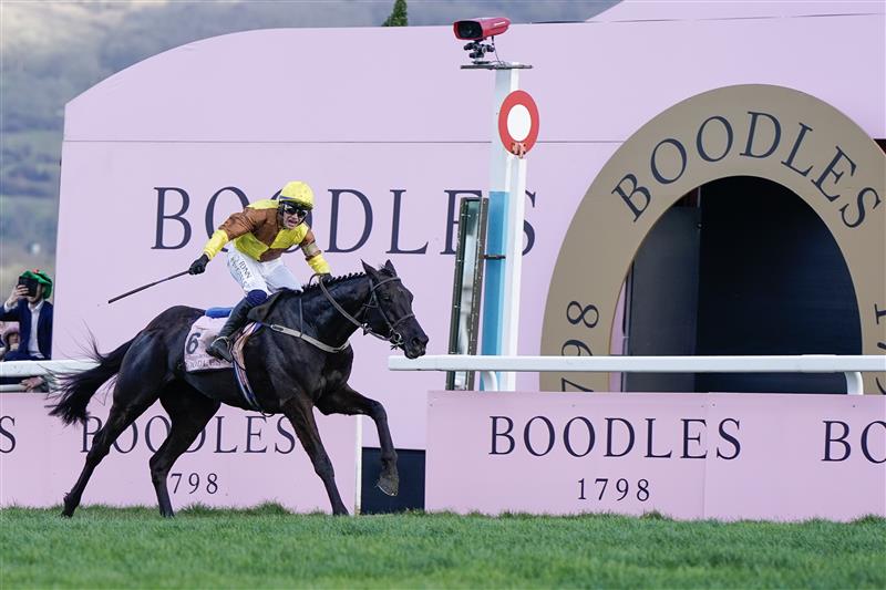 CHELTENHAM, ENGLAND - MARCH 17: Paul Townend riding Galopin Des Champs win The Boodles Cheltenham Gold Cup Chase during day four of the Cheltenham Festival 2023 at Cheltenham Racecourse on March 17, 2023 in Cheltenham, England. (Photo by Alan Crowhurst/Getty Images)