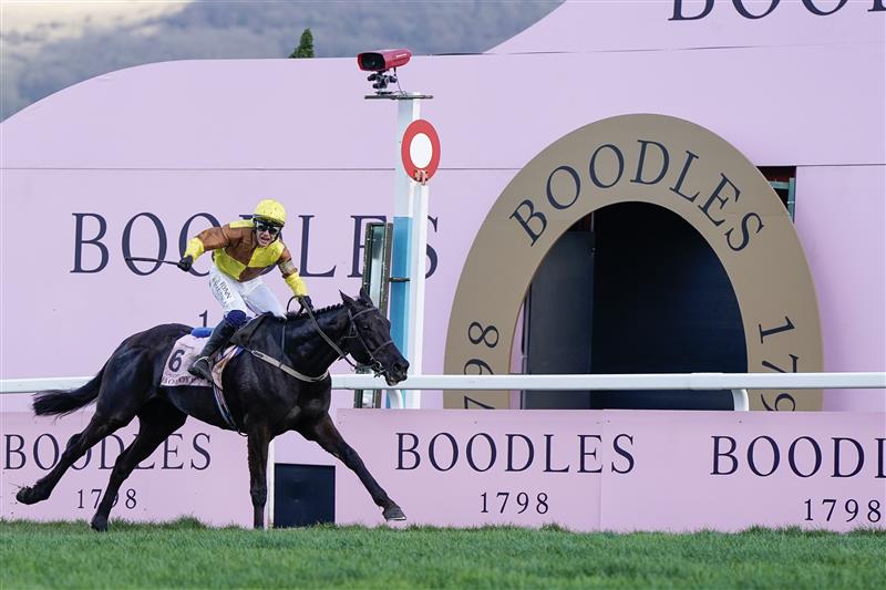 CHELTENHAM, ENGLAND - MARCH 17: Paul Townend riding Galopin Des Champs win The Boodles Cheltenham Gold Cup Chase during day four of the Cheltenham Festival 2023 at Cheltenham Racecourse on March 17, 2023 in Cheltenham, England. (Photo by Alan Crowhurst/Getty Images)