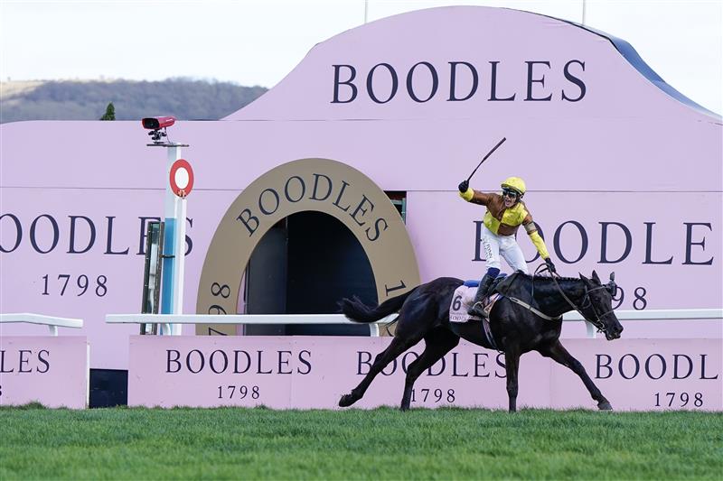 CHELTENHAM, ENGLAND - MARCH 17: Paul Townend riding Galopin Des Champs win The Boodles Cheltenham Gold Cup Chase during day four of the Cheltenham Festival 2023 at Cheltenham Racecourse on March 17, 2023 in Cheltenham, England. (Photo by Alan Crowhurst/Getty Images)