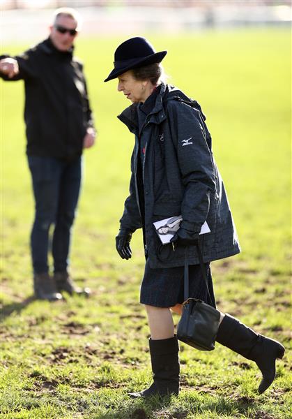CHELTENHAM, ENGLAND - MARCH 17: Anne, Princess Royal looks on during day four of the Cheltenham Festival 2023 at Cheltenham Racecourse on March 17, 2023 in Cheltenham, England. (Photo by Ryan Pierse/Getty Images)