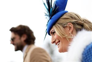 CHELTENHAM, ENGLAND - MARCH 17: Racegoers arrive ahead of day four of the Cheltenham Festival 2023 at Cheltenham Racecourse on March 17, 2023 in Cheltenham, England. (Photo by Ryan Pierse/Getty Images)