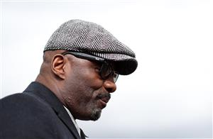 CHELTENHAM, ENGLAND - MARCH 17: Actor Idris Elba arrives ahead of day four of the Cheltenham Festival 2023 at Cheltenham Racecourse on March 17, 2023 in Cheltenham, England. (Photo by Ryan Pierse/Getty Images)