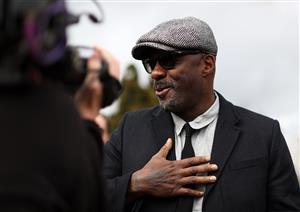 CHELTENHAM, ENGLAND - MARCH 17: Actor Idris Elba arrives ahead of day four of the Cheltenham Festival 2023 at Cheltenham Racecourse on March 17, 2023 in Cheltenham, England. (Photo by Ryan Pierse/Getty Images)