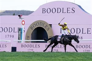 CHELTENHAM, ENGLAND - MARCH 17: Paul Townend riding Galopin Des Champs win The Boodles Cheltenham Gold Cup Chase during day four of the Cheltenham Festival 2023 at Cheltenham Racecourse on March 17, 2023 in Cheltenham, England. (Photo by Alan Crowhurst/Getty Images)