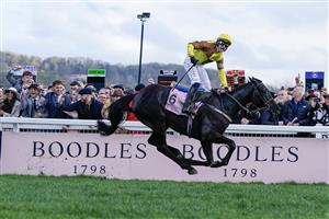 CHELTENHAM, ENGLAND - MARCH 17: Paul Townend riding Galopin Des Champs win The Boodles Cheltenham Gold Cup Chase during day four of the Cheltenham Festival 2023 at Cheltenham Racecourse on March 17, 2023 in Cheltenham, England. (Photo by Alan Crowhurst/Getty Images)