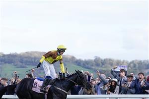 CHELTENHAM, ENGLAND - MARCH 17: Paul Townend riding Galopin Des Champs win The Boodles Cheltenham Gold Cup Chase during day four of the Cheltenham Festival 2023 at Cheltenham Racecourse on March 17, 2023 in Cheltenham, England. (Photo by Alan Crowhurst/Getty Images)