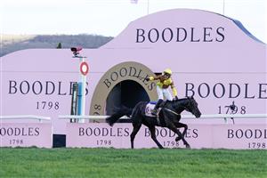 CHELTENHAM, ENGLAND - MARCH 17: Paul Townend riding Galopin Des Champs win The Boodles Cheltenham Gold Cup Chase during day four of the Cheltenham Festival 2023 at Cheltenham Racecourse on March 17, 2023 in Cheltenham, England. (Photo by Alan Crowhurst/Getty Images)