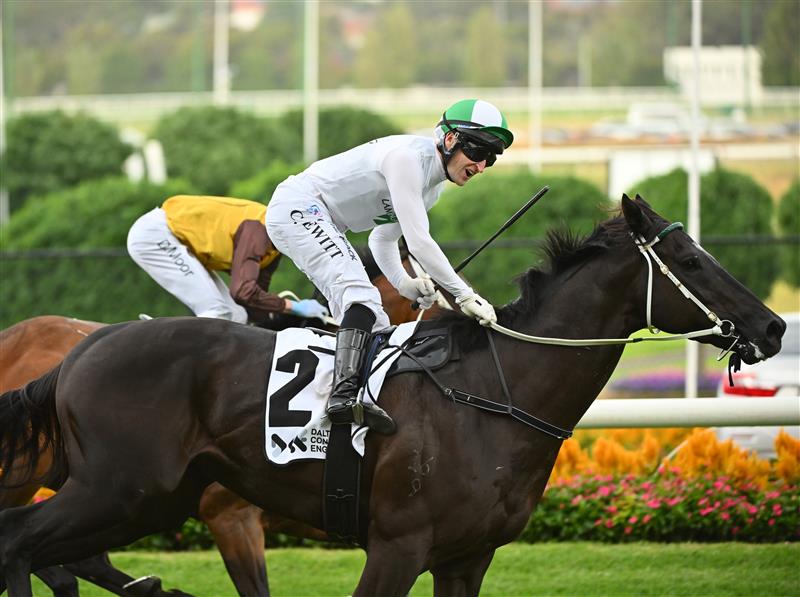 MELBOURNE, AUSTRALIA - MARCH 18: Craig Newitt riding Bank Maur winning Race 9, the Dce Alister Clark Stakes, during Melbourne Racing at Moonee Valley Racecourse on March 18, 2023 in Melbourne, Australia. (Photo by Vince Caligiuri/Getty Images)