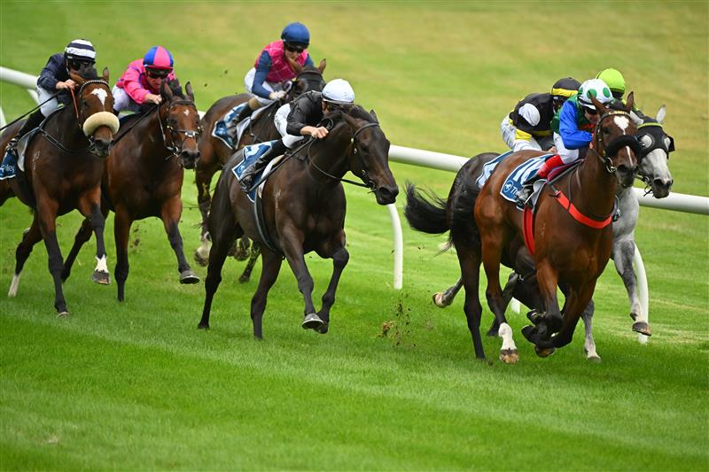 MELBOURNE, AUSTRALIA - MARCH 18: Dean Yendall riding Queen Air winning Race 3, the Piper-heidsieck The Mystic Journey, during Melbourne Racing at Moonee Valley Racecourse on March 18, 2023 in Melbourne, Australia. (Photo by Vince Caligiuri/Getty Images)