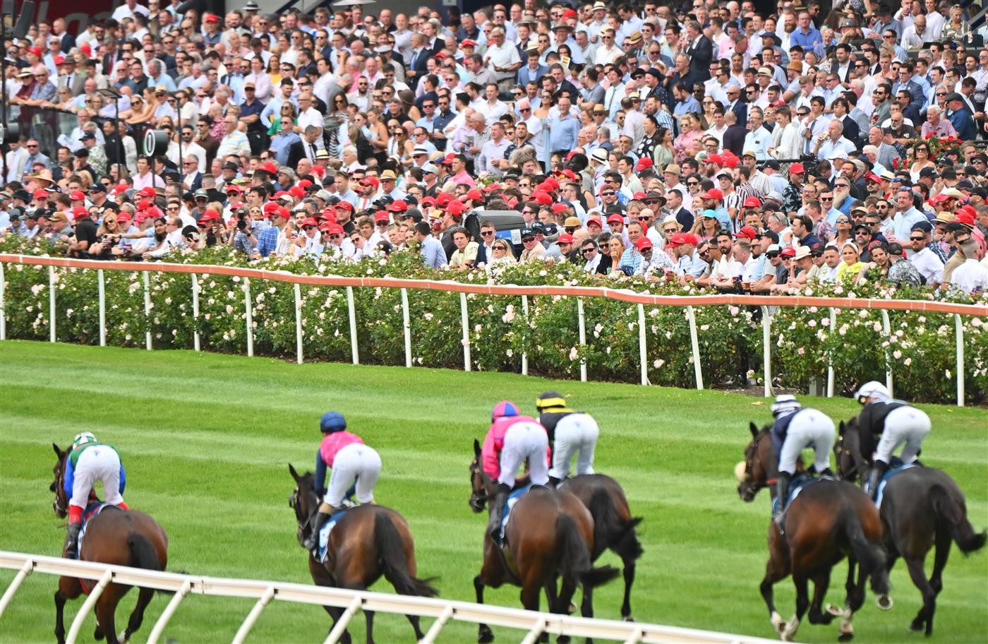 MELBOURNE, AUSTRALIA - MARCH 18: General view of crowds in Race 3, the Piper-heidsieck The Mystic Journey, during Melbourne Racing at Moonee Valley Racecourse on March 18, 2023 in Melbourne, Australia. (Photo by Vince Caligiuri/Getty Images)
