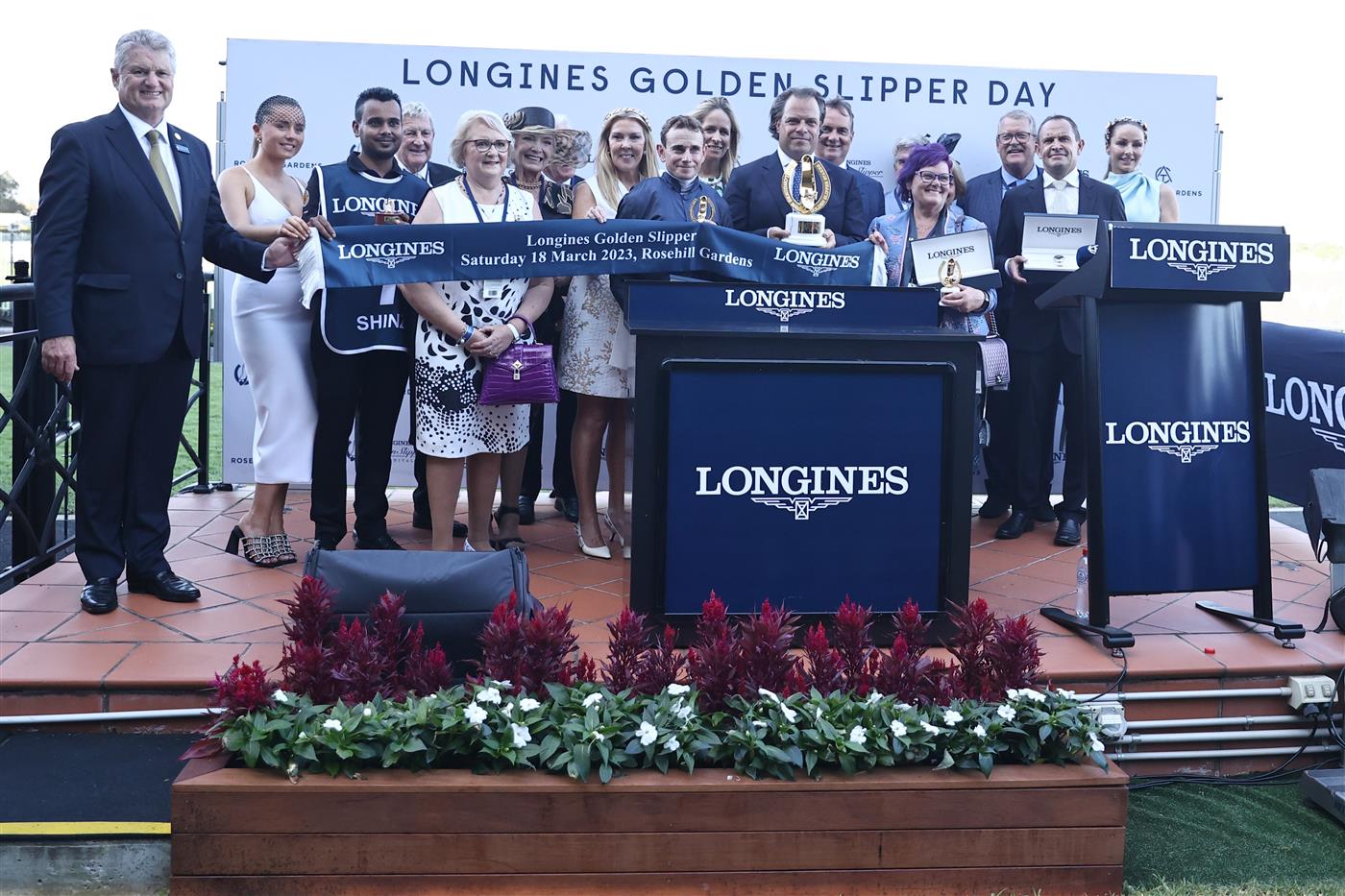 SYDNEY, AUSTRALIA - MARCH 18: Ryan Moore riding Shinzo wins Race 8 The Golden Slipper during the Longines Golden Slipper Day - Sydney Racing at Rosehill Gardens on March 18, 2023 in Sydney, Australia. (Photo by Jeremy Ng/Getty Images)