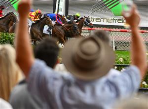MELBOURNE, AUSTRALIA - MARCH 18: Ben Melham riding Bel Air winning Race 4, the Xtreme Freight Vobis Gold Reef, during Melbourne Racing at Moonee Valley Racecourse on March 18, 2023 in Melbourne, Australia. (Photo by Vince Caligiuri/Getty Images)