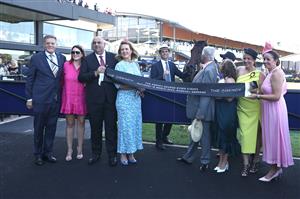 SYDNEY, AUSTRALIA - MARCH 18: VIPs celebrate after James Mcdonald riding Anamoe wins Race 7 The Agency George Ryder Stakes during the Longines Golden Slipper Day - Sydney Racing at Rosehill Gardens on March 18, 2023 in Sydney, Australia. (Photo by Jeremy Ng/Getty Images)