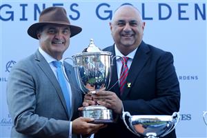 SYDNEY, AUSTRALIA - MARCH 18: VIPs celebrate after James Mcdonald riding Anamoe wins Race 7 The Agency George Ryder Stakes during the Longines Golden Slipper Day - Sydney Racing at Rosehill Gardens on March 18, 2023 in Sydney, Australia. (Photo by Jeremy Ng/Getty Images)