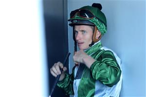 SYDNEY, AUSTRALIA - MARCH 18: James Mcdonald
riding Hinged prepares for Race 6 Ranvet Stakes during the Longines Golden Slipper Day - Sydney Racing at Rosehill Gardens on March 18, 2023 in Sydney, Australia. (Photo by Jeremy Ng/Getty Images)