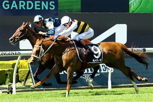 SYDNEY, AUSTRALIA - MARCH 18: Kerrin Mcevoy riding Timour wins Race 2 Kia N E Manion Cup during the Longines Golden Slipper Day - Sydney Racing at Rosehill Gardens on March 18, 2023 in Sydney, Australia. (Photo by Jeremy Ng/Getty Images)