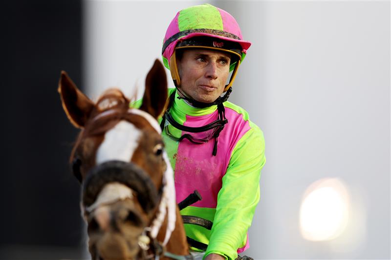 DUBAI, UNITED ARAB EMIRATES - MARCH 25: Ryan Moore riding Sibelius after winning the Dubai Golden Shaheen during the Dubai World Cup at Meydan Racecourse on March 25, 2023 in Dubai, United Arab Emirates. (Photo by Christopher Pike/Getty Images)