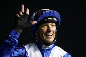 DUBAI, UNITED ARAB EMIRATES - MARCH 25: Lanfranco Dettori riding Lord North celebrates winning the Dubai Turf during the Dubai World Cup at Meydan Racecourse on March 25, 2023 in Dubai, United Arab Emirates. (Photo by Christopher Pike/Getty Images)