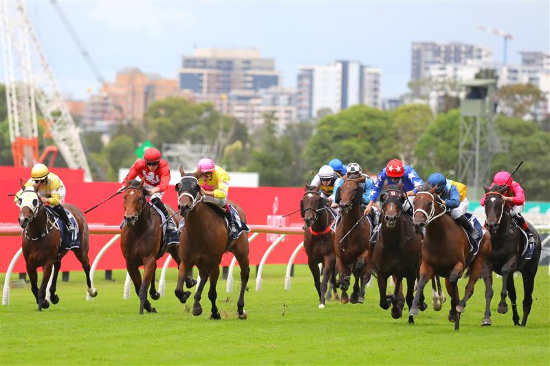 SYDNEY, AUSTRALIA - MARCH 25: Brenton Avdulla riding Roots wins Race 6 Canadian Club Emancipation during Sydney Racing at  Rosehill Gardens on March 25, 2023 in Sydney, Australia. (Photo by Jeremy Ng/Getty Images)