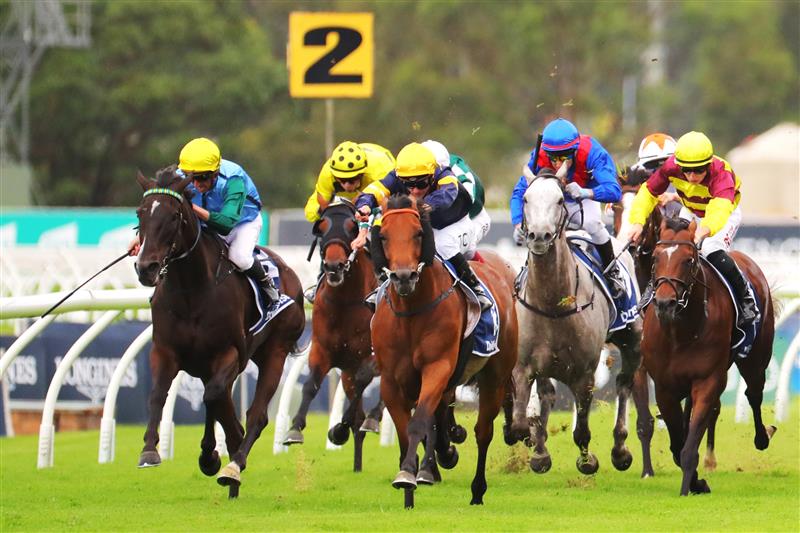 SYDNEY, AUSTRALIA - MARCH 25: Tim Clark riding Zeyrek wins Race 4 Furphy Neville Sellwood Stakes during Sydney Racing at Rosehill Gardens on March 25, 2023 in Sydney, Australia. (Photo by Jeremy Ng/Getty Images)