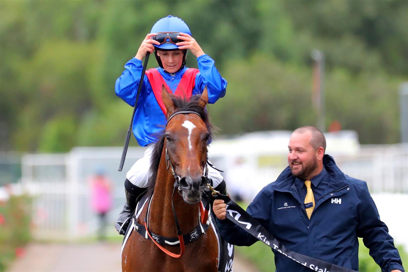 SYDNEY, AUSTRALIA - MARCH 25: Rachel King riding Arapaho wins Race 8 KIA Tancred Stakes during Sydney Racing at Rosehill Gardens on March 25, 2023 in Sydney, Australia. (Photo by Jeremy Ng/Getty Images)