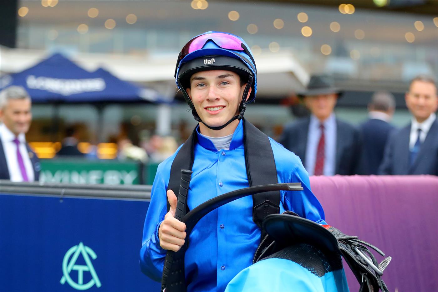 SYDNEY, AUSTRALIA - MARCH 25: Zac Lloyd riding Tamerlane 
 wins Race 10 Cleanaway during Sydney Racing at Rosehill Gardens on March 25, 2023 in Sydney, Australia. (Photo by Jeremy Ng/Getty Images)