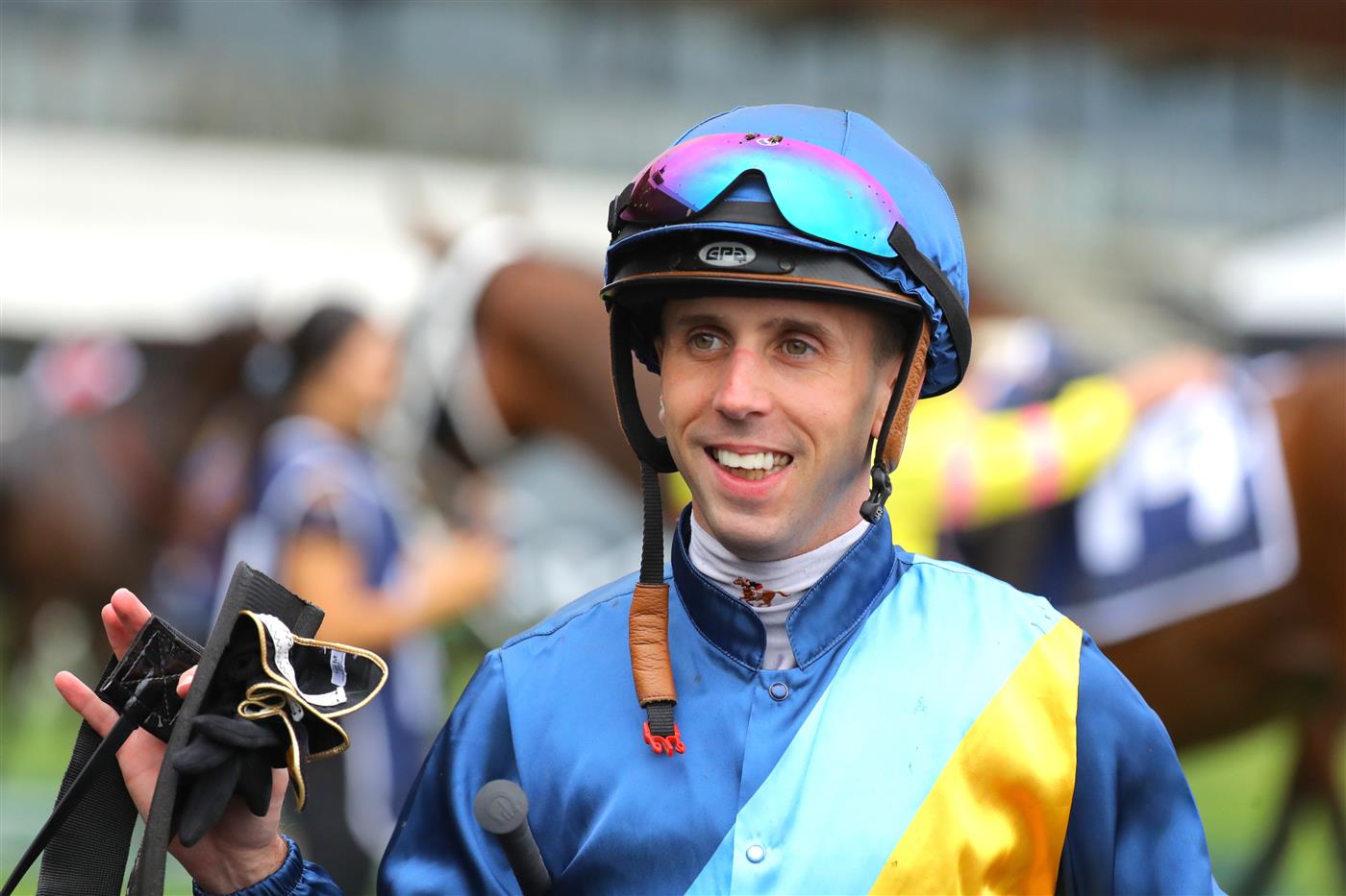 SYDNEY, AUSTRALIA - MARCH 25: Brenton Avdulla riding Roots wins Race 6 Canadian Club Emancipation during Sydney Racing at  Rosehill Gardens on March 25, 2023 in Sydney, Australia. (Photo by Jeremy Ng/Getty Images)