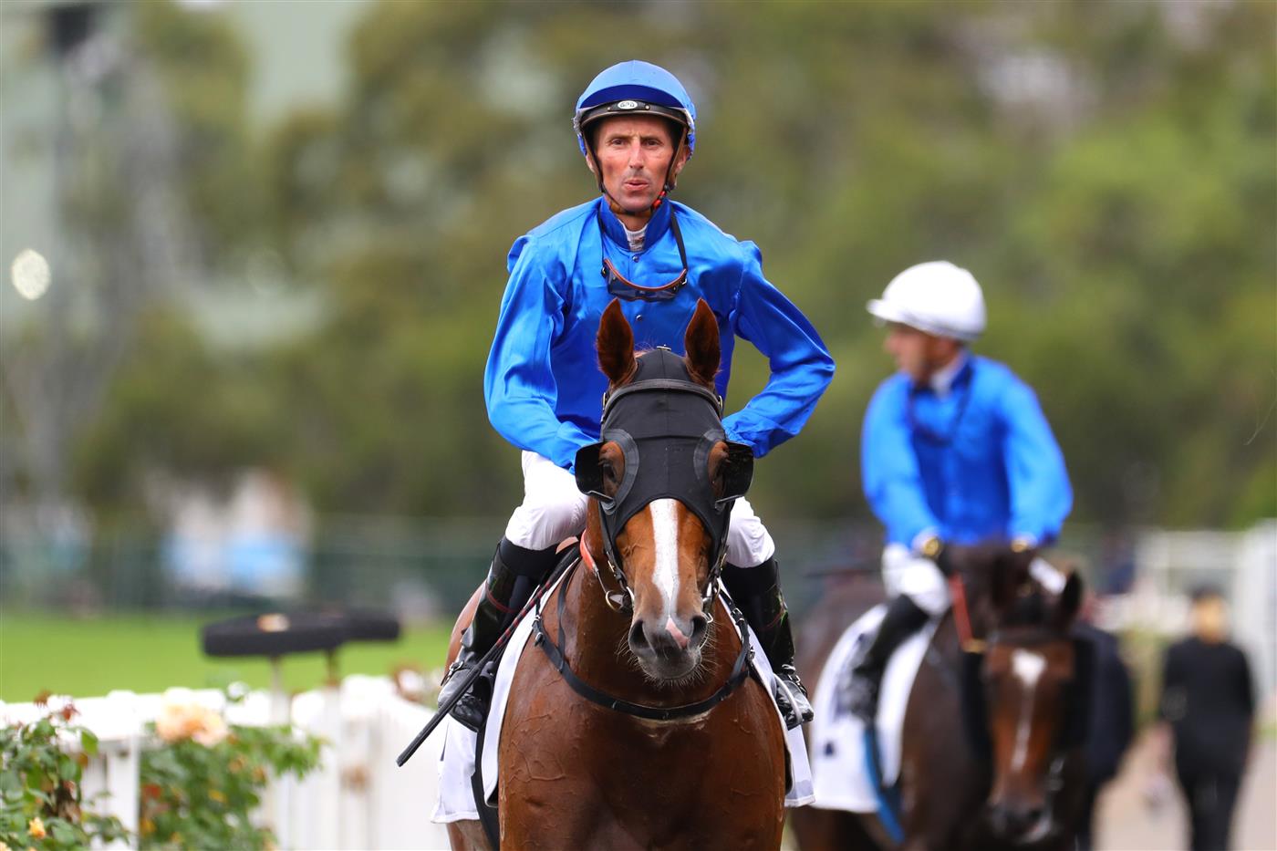 SYDNEY, AUSTRALIA - MARCH 25: Nash Rawiller riding Amur wins Race 2 ACY Securities TL Baillieu during Sydney Racing at Rosehill Gardens on March 25, 2023 in Sydney, Australia. (Photo by Jeremy Ng/Getty Images)