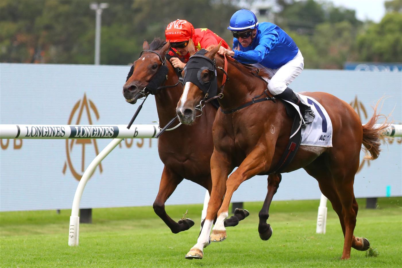 SYDNEY, AUSTRALIA - MARCH 25: Nash Rawiller riding Amur wins Race 2 ACY Securities TL Baillieu during Sydney Racing at Rosehill Gardens on March 25, 2023 in Sydney, Australia. (Photo by Jeremy Ng/Getty Images)