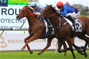 SYDNEY, AUSTRALIA - MARCH 25: Rachel King riding Bacchanalia wins Race 5 E-Group Security Star Kingdom during Sydney Racing at Rosehill Gardens on March 25, 2023 in Sydney, Australia. (Photo by Jeremy Ng/Getty Images)