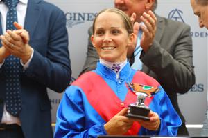 SYDNEY, AUSTRALIA - MARCH 25: Rachel King riding Arapaho wins Race 8 KIA Tancred Stakes during Sydney Racing at Rosehill Gardens on March 25, 2023 in Sydney, Australia. (Photo by Jeremy Ng/Getty Images)