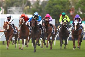 SYDNEY, AUSTRALIA - MARCH 25: Zac Lloyd riding Astero wins Race 1 Midway during Sydney Racing at Rosehill Gardens on March 25, 2023 in Sydney, Australia. (Photo by Jeremy Ng/Getty Images)