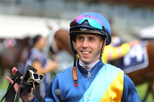 SYDNEY, AUSTRALIA - MARCH 25: Brenton Avdulla riding Roots wins Race 6 Canadian Club Emancipation during Sydney Racing at  Rosehill Gardens on March 25, 2023 in Sydney, Australia. (Photo by Jeremy Ng/Getty Images)