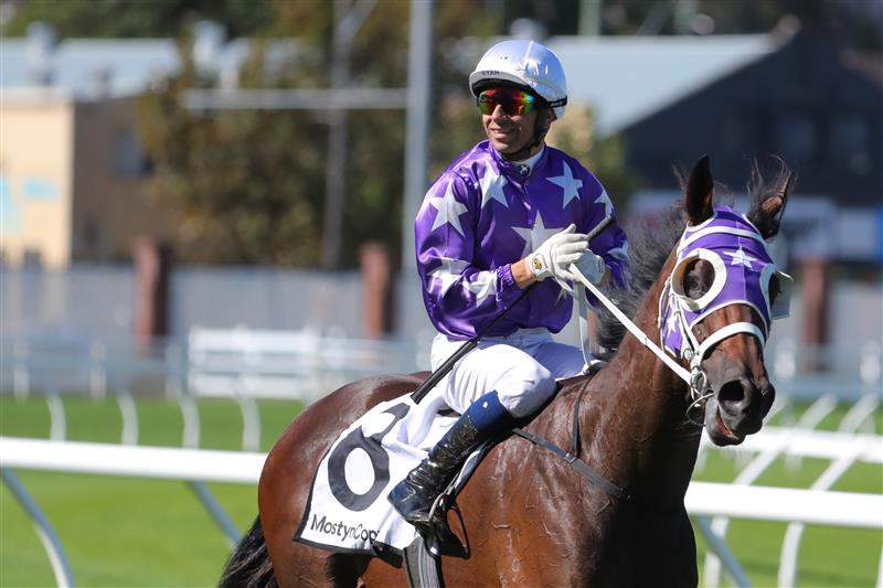 SYDNEY, AUSTRALIA - APRIL 15: Joao Moreira riding Olentia wins Race 4 Mostyncopper James H B Carr during "Schweppes All Aged Stakes Day" - Sydney Racing at Royal Randwick Racecourse on April 15, 2023 in Sydney, Australia. (Photo by Jeremy Ng/Getty Images)