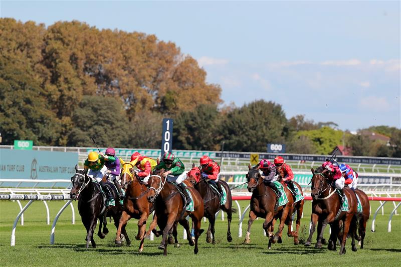 SYDNEY, AUSTRALIA - APRIL 15: Zac Lloyd riding Preemptory wins Race 2 TAB Highway Handicap during "Schweppes All Aged Stakes Day" - Sydney Racing at Royal Randwick Racecourse on April 15, 2023 in Sydney, Australia. (Photo by Jeremy Ng/Getty Images)