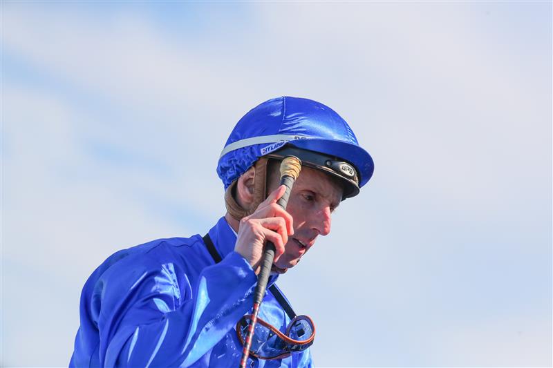 SYDNEY, AUSTRALIA - APRIL 15: Nash Rawiller riding Vilana wins Race 5 TAB Hall Mark Stakes during "Schweppes All Aged Stakes Day" - Sydney Racing at Royal Randwick Racecourse on April 15, 2023 in Sydney, Australia. (Photo by Jeremy Ng/Getty Images)