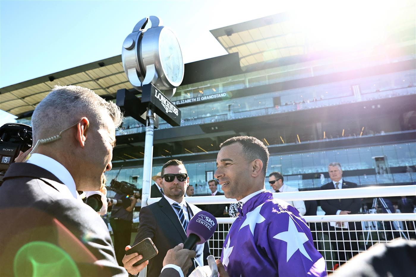 SYDNEY, AUSTRALIA - APRIL 15: Joao Moreira riding Olentia wins Race 4 Mostyncopper James H B Carr during "Schweppes All Aged Stakes Day" - Sydney Racing at Royal Randwick Racecourse on April 15, 2023 in Sydney, Australia. (Photo by Jeremy Ng/Getty Images)