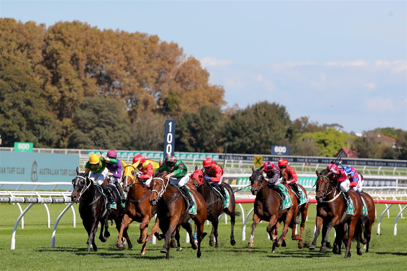 SYDNEY, AUSTRALIA - APRIL 15: Zac Lloyd riding Preemptory wins Race 2 TAB Highway Handicap during "Schweppes All Aged Stakes Day" - Sydney Racing at Royal Randwick Racecourse on April 15, 2023 in Sydney, Australia. (Photo by Jeremy Ng/Getty Images)